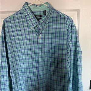 Izod Men's Checkered Shirt in Blue and Green